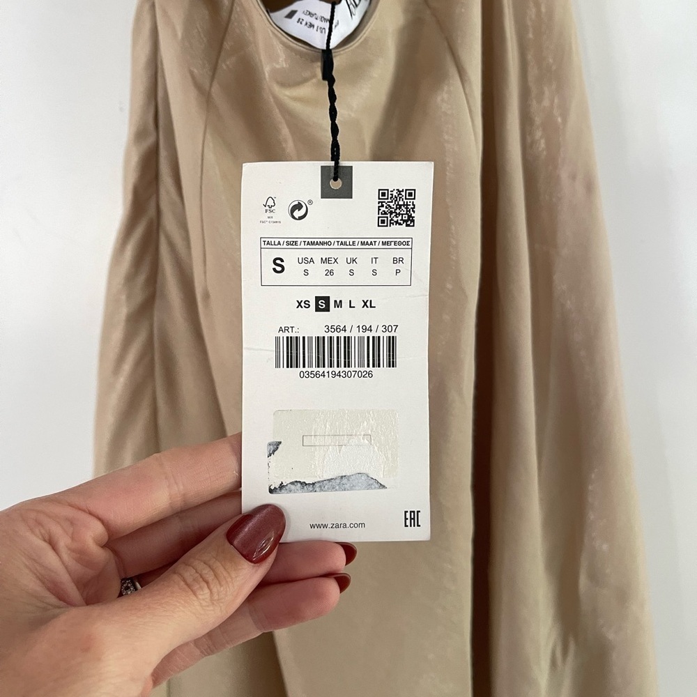 Zara Metallic Cream/Beige Halter Dress - S - Picture 5 of 6